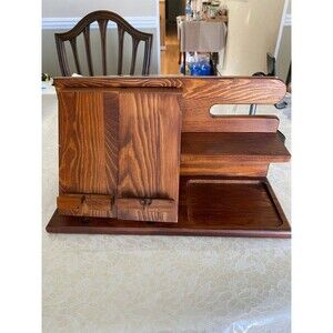 Wood Phone Storge & Organization 2 Phones Wireless Charging Docking Station NWOT